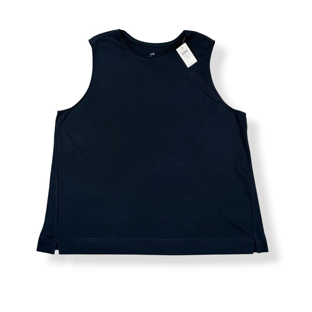 J Jill Top Women 4X Blue Sleeveless Knit Tank Stretch Perfect Pima Cotton NWT